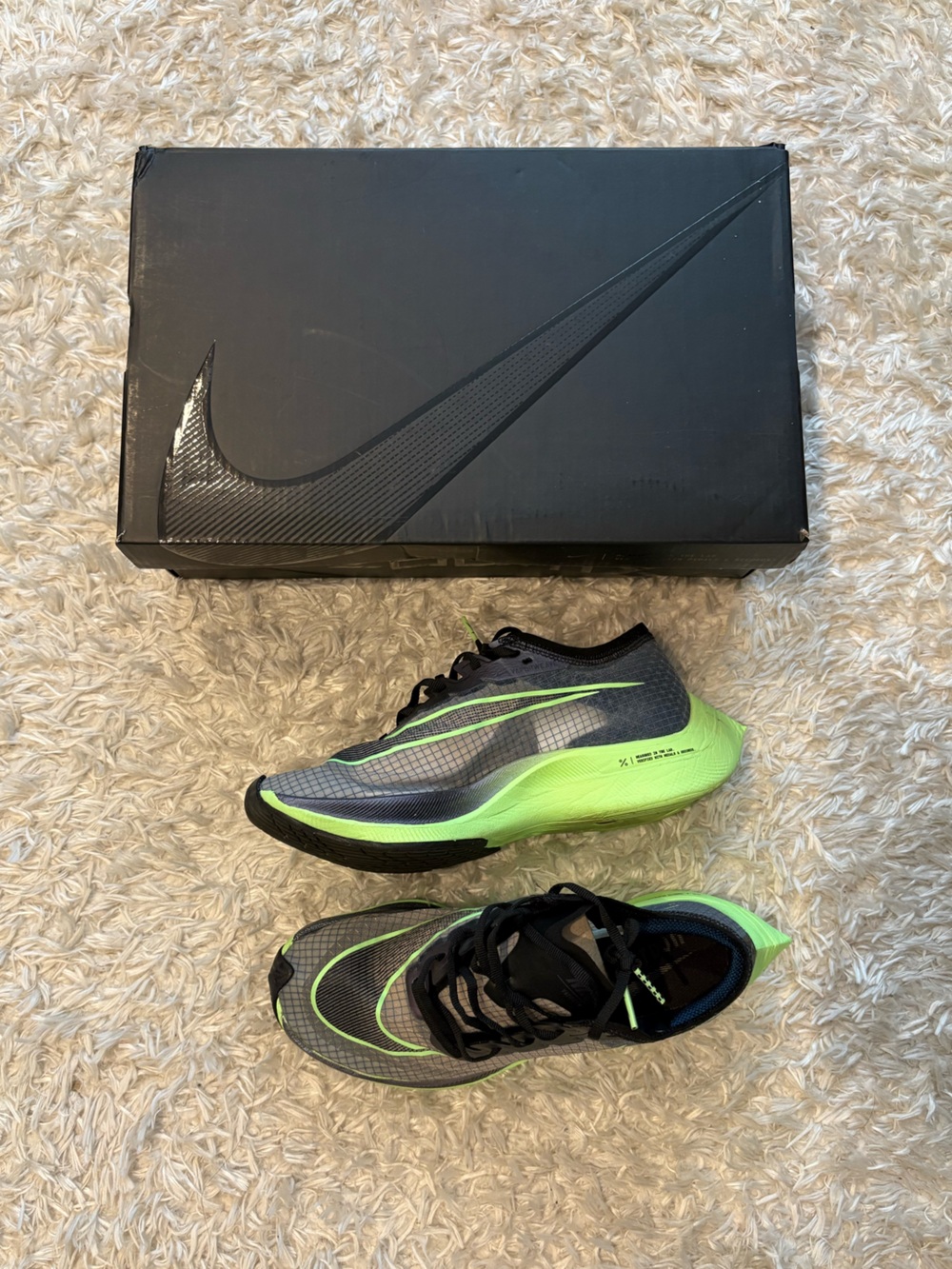 Nike Zooms Vaporfly Next% Lime Neon Green Running Shoes Valerian Blue